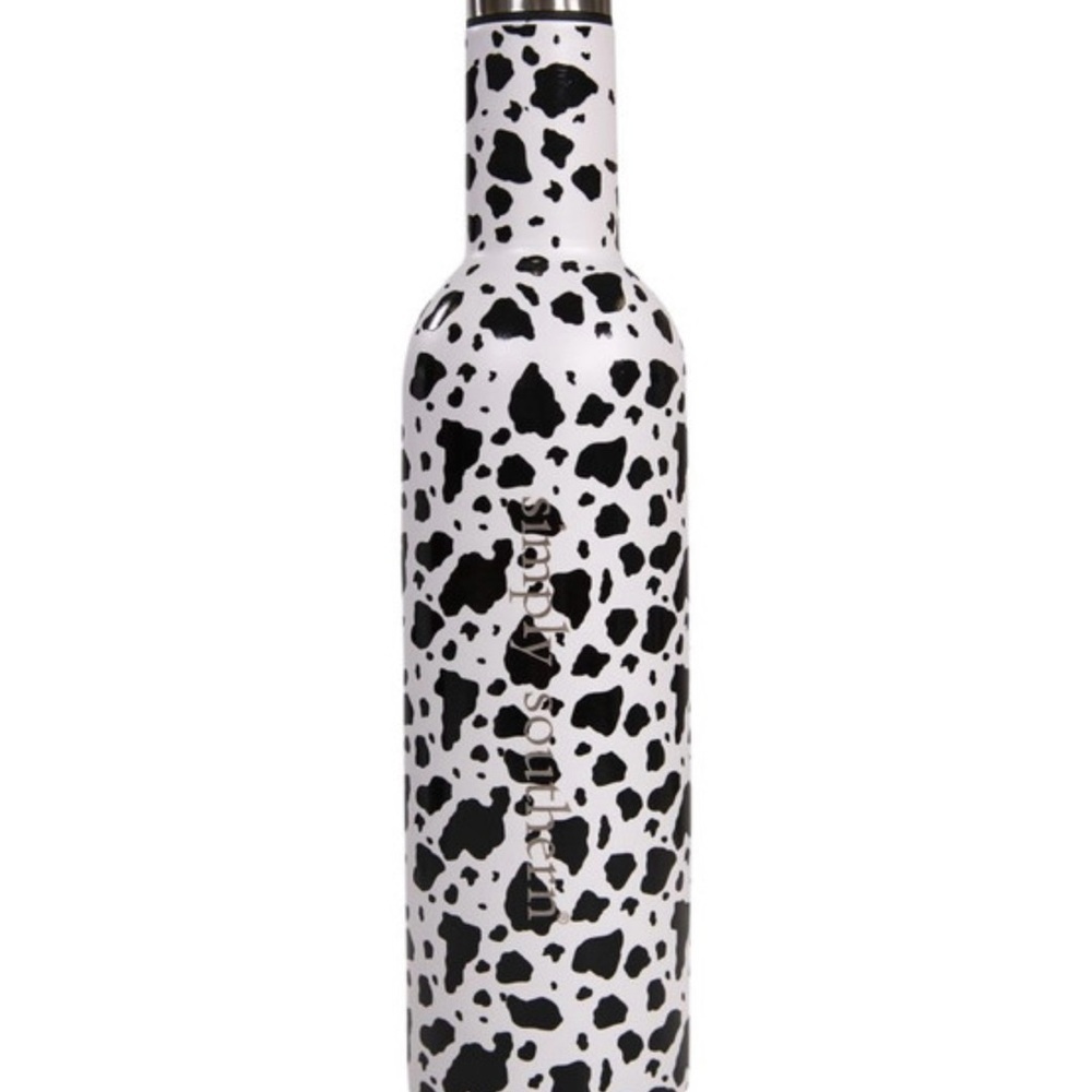 Simply Southern Tumbler Bottle with Black and White Cow Print 25oz